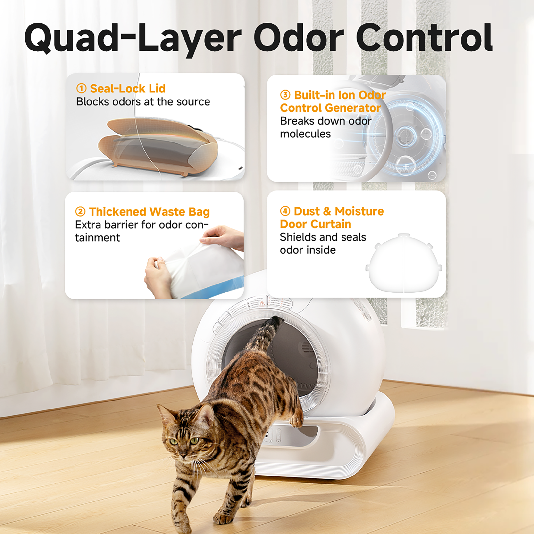 LeloPets D1 Safety+ Self-Cleaning Cat Litter Box